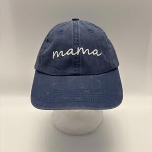 Frankie Jean Mama Script Navy‎ Blue Cotton Baseball Hat Womens OSFM Adjustable
